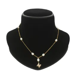 Sri Jagdamba Pearls Fancy M Alphabetic Pearl Chain Pendant for Women image 3