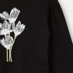 Fame Forever by Lifestyle Kids Black Cotton Embroidered Full Sleeves Tee image 3