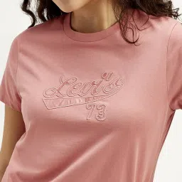 Levi's Peach Cotton Relaxed Fit Patchwork Top image 3