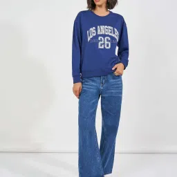 Styli Navy Cotton Printed Sweatshirt image 3