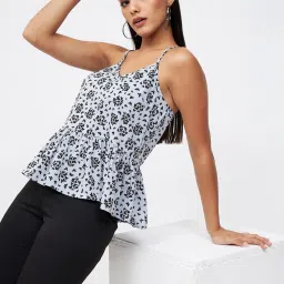 Kibo Blue Crepe Print Tops image 3