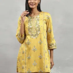 Rangriti Yellow Blended Printed Kurti-picture-18