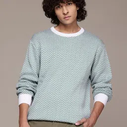 The Roadster Lifestyle Co. Men Self Design Acrylic Pullover image 3