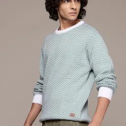 The Roadster Lifestyle Co. Men Self Design Acrylic Pullover image 4