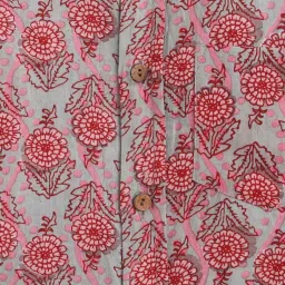 The Magic Wand Kids Grey & Pink Cotton Floral Print Full Sleeves Shirt image 3