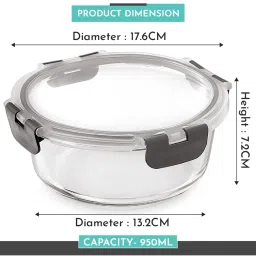 MAGNUS Solid Grey Borosilicate 950ml Round Container image 3