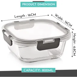 MAGNUS Solid Grey Borosilicate 800ml Square Container image 3