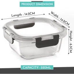 MAGNUS Solid Grey Borosilicate 520ml Square Container image 3