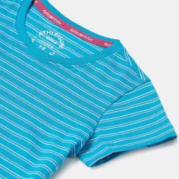 Jockey Kids Blue & White Cotton Striped T-Shirt image 3