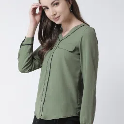 KASSUALLY Green Embellished Shirt image 3