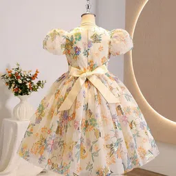 Sangria Girls Floral Print Flutter Sleeve Fit & Flare Dress image 4