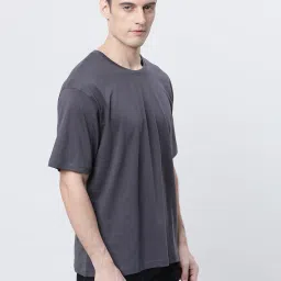 Kryptic Grey Relaxed Fit Printed Oversized Crew T-Shirt image 3