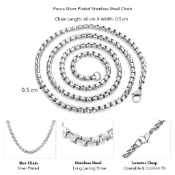 Peora Silver Plated Stainless Steel Box Stylish Chain image 3