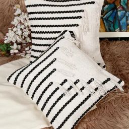 HOSTA HOMES Woven Black Cotton Handcrafted Cushion Covers- Set of 2-picture-42