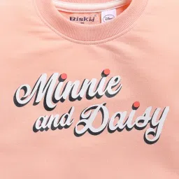 BISKID GIRLS Peach Cotton Printed Sweatshirt image 3