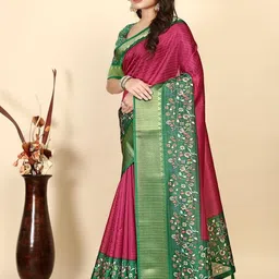 SSHAGUN LIFESTYLE Checked Zari Bandhani Saree image 3