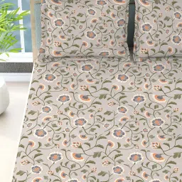 Boutique Living India Siesta Egyptian Cotton 200 TC Floral Print King Bedsheet with 2 Pillow Covers image 3