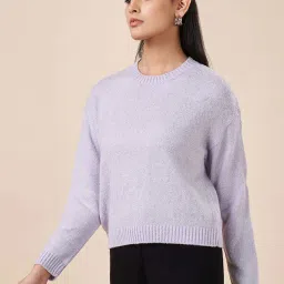 Akkriti by Pantaloons Purple Solid Sweater image 3