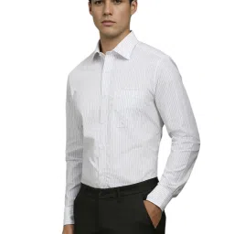 Louis Philippe White Cotton Regular Fit Striped Shirt image 3