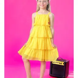 Tiny Girl Yellow Barbie Printed Dress image 2
