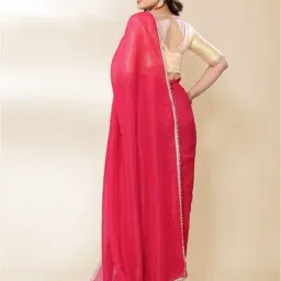 FABMORA Pink Embellished Sarees with Unstitched Blouse image 2