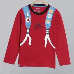 3PIN Boys Red Cotton Printed T-Shirt-picture-1