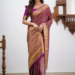 CANIZZARO Woven Design Zari Silk Blend Banarasi Saree image 2