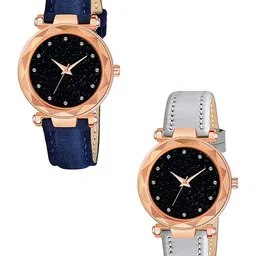 Gopal Shopcart Unisex Pack of 2 Embellished Dial Analogue Watch GR379RG 12D BLU Vel GREY L-picture-22