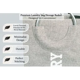 Stylista 2-Pcs Grey Printed Durable & Foldable Laundry Bag with Metal Handle image 2