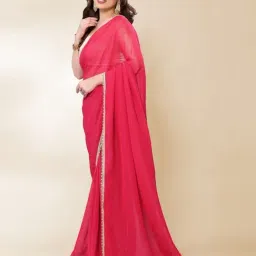 FABMORA Pink Embellished Sarees with Unstitched Blouse image 3