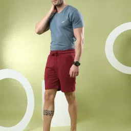 Crocodile Red Regular Fit Self Design Shorts image 5