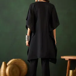 Ishin Women Ethnic Motifs Embroidered Kaftan Kurta with Trouser image 4