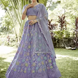 Warthy Ent Embroidered Sequinned Semi-Stitched Lehenga & Unstitched Blouse With Dupatta-picture-42