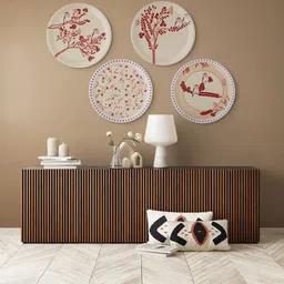 nestroots Beige & Maroon Printed Ceramic Wall Plate image 2