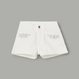 Fame Forever by Lifestyle Girls White Embroidery Shorts-image-3