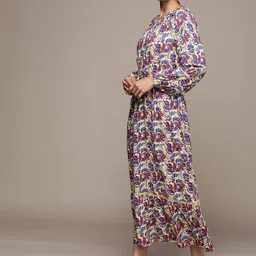 Label Ritu Kumar Yellow & Blue Floral Maxi Dress image 3