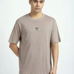 R&B Beige Cotton Relaxed Fit Graphic T-Shirt image 4
