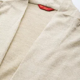 W Women Beige Blingy Longline Front Open Sweater image 3