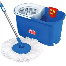 gala Adjustable Quick Spin Mop With 2 Microfiber Refills 9.5 L Bucket Capacity White & Blue, 15101822-picture-12