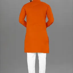 Attigo Orange Cotton Blend Kurta Sets image 3