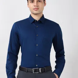 Peter England Elite Men Textured Spread Collar Pure Cotton Regular Fit Formal Shirt-picture-25