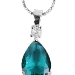 OPUS GEMS Women Silver-Plated Teardrop Shaped Pendants with Chains image 4