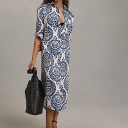 R.Code by The Roadster Life Co. Women Bohemian Printed Cuffed Sleeves Shirt Midi Dress-picture-20