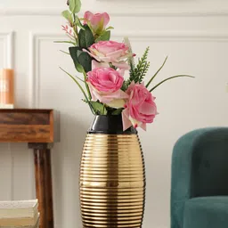 De Maison Decor Regal Black and Gold Banded Enamel Vase-image-9