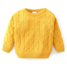 Babyhug Knitted Full Sleeves Designed Pullover Sweater - Yellow-image-56