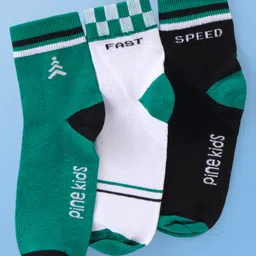 Pine Kids Cotton Knit Ankle Length  Text Design Socks - Pack of 3 ( Color May Vary )-image-62
