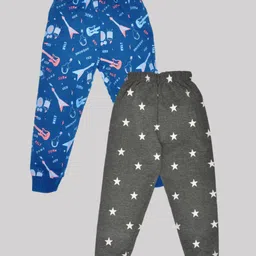 Kiwi Cotton Blend Pack Of 2 Guitar & Stars Printed Lounge Pants - Blue & Grey-picture-24