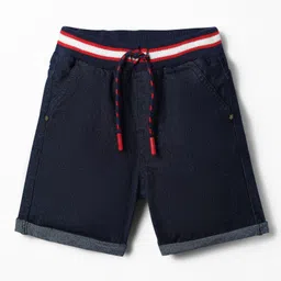 Babyhug Denim Mid Thigh Washed Ribbed Shorts - Navy Blue-picture-29