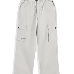 CAVIO Cotton Blend Woven Full Length Solid Cargo Pants With Belt Set - Cream-image-87