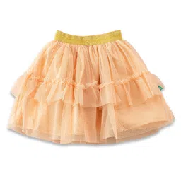 JusCubs Cotton Woven Shimmered Ruffle Detailed Tutu Skirt - Orange-image-59